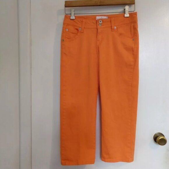 Y2K VTG Jordache Capris Crop Orange Pants Jeans 5/6 Low-Rise Stretch - Picture 3 of 7